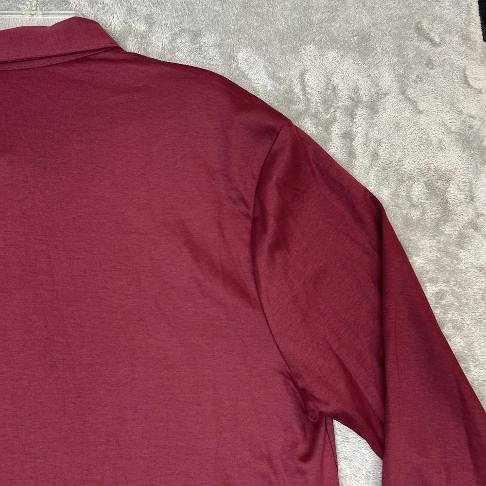 Charles Tyrwhitt Mens Medium Long Sleeves Polo Wine Red Shirt 100% Cotton Shirt - Picture 9 of 16